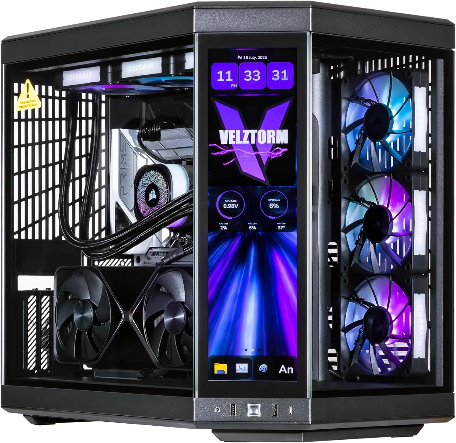 Velztorm LCD Black Praetix Cus - Pc Gaming Y70 评论和价格