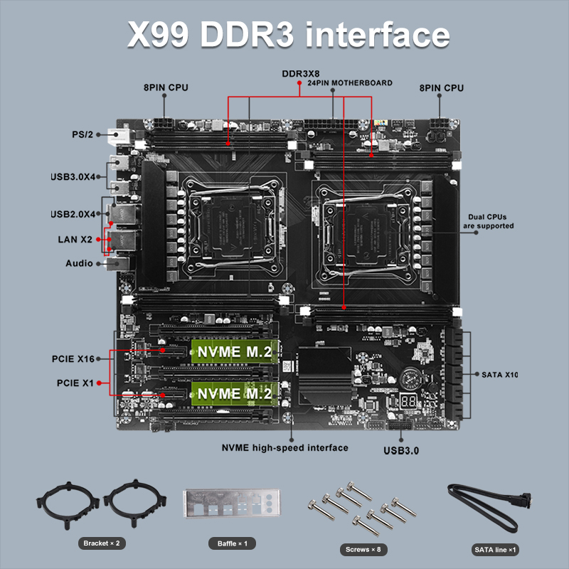 X99 Dual-socket Cpu Motherboar - Pc Gaming Xeon 评论和价格